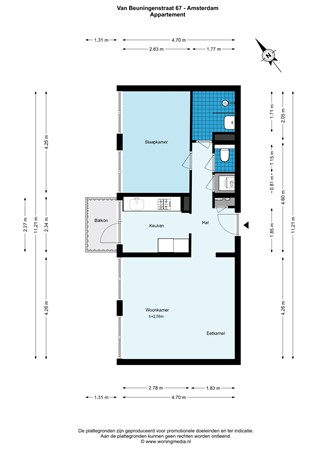 Floor plan - Van Beuningenstraat 67, 1051 XD Amsterdam 